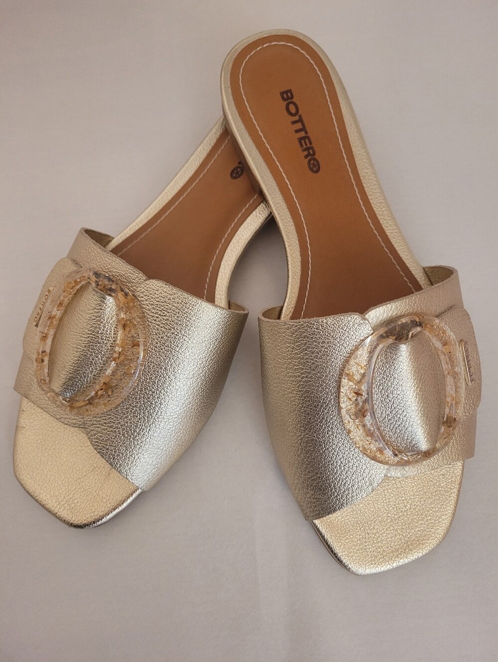 Bottero Gold Leather Slip-On Women's Sandals